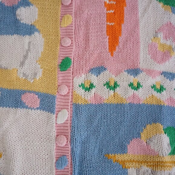 Vintage Alexandra Bartlett Easter Sweater Bunny Carrot Chick Cottagecore 3X - Picture 6 of 11